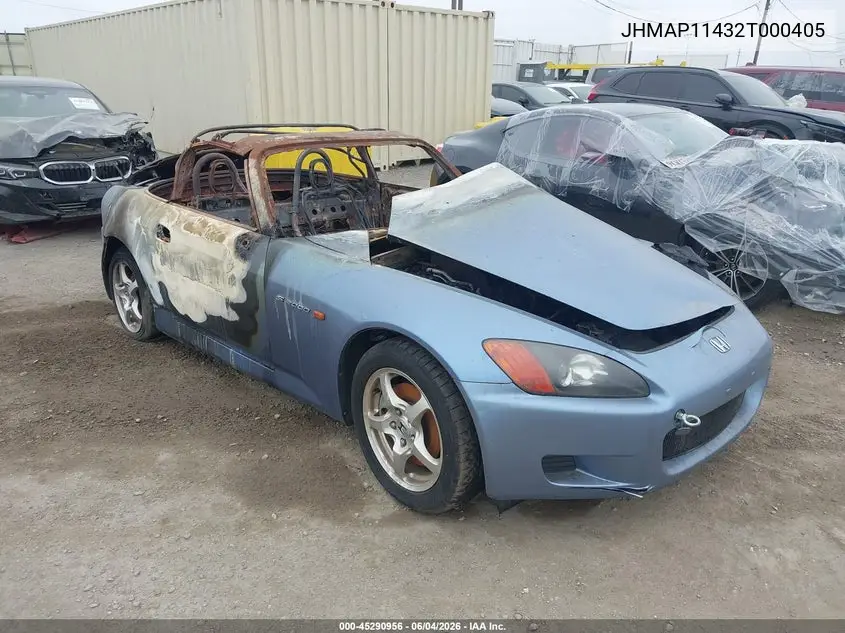 2002 Honda S2000 VIN: JHMAP11432T000405 Lot: 45290956