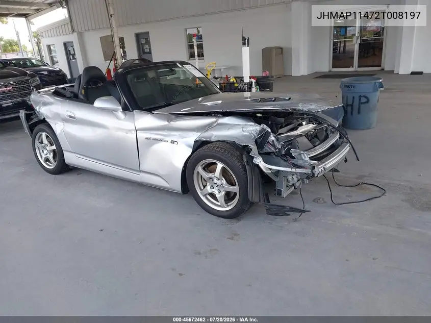 2002 Honda S2000 VIN: JHMAP11472T008197 Lot: 45672462