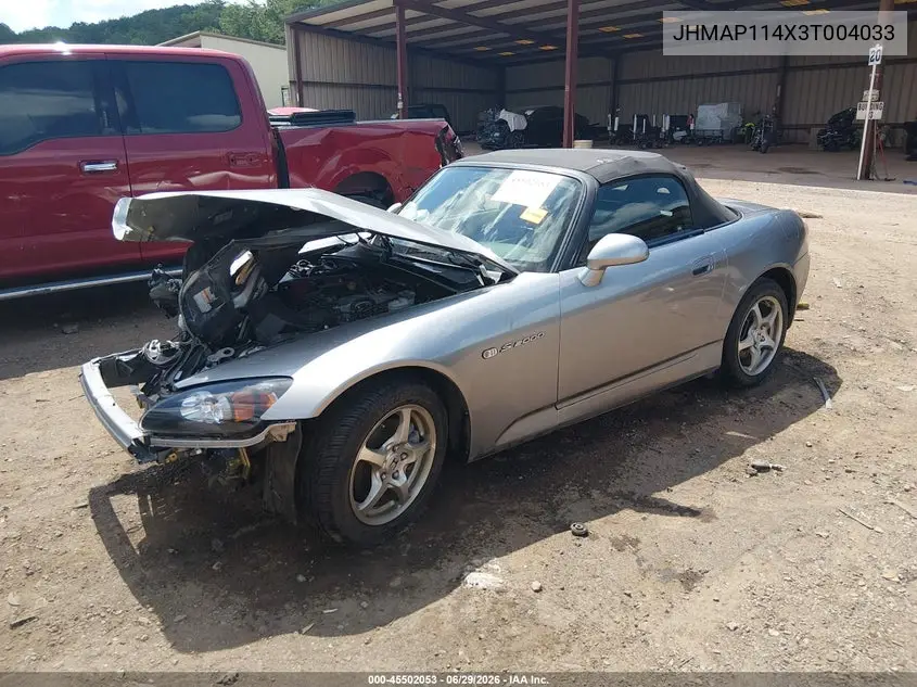 2003 Honda S2000 VIN: JHMAP114X3T004033 Lot: 45502053