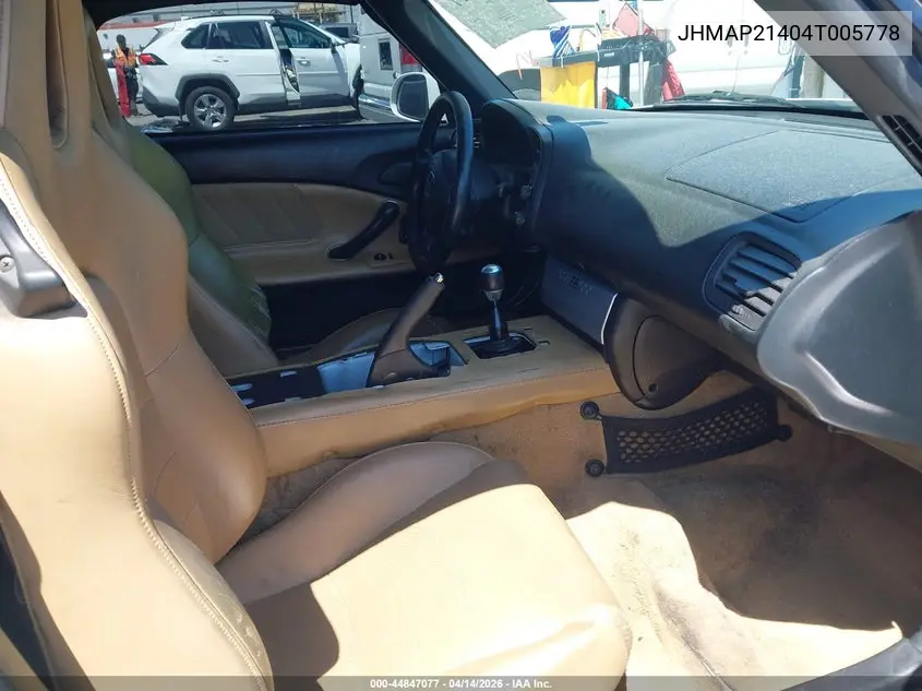 2004 Honda S2000 VIN: JHMAP21404T005778 Lot: 44847077