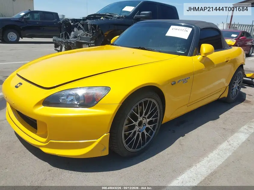 2004 Honda S2000 VIN: JHMAP21444T001684 Lot: 45043226