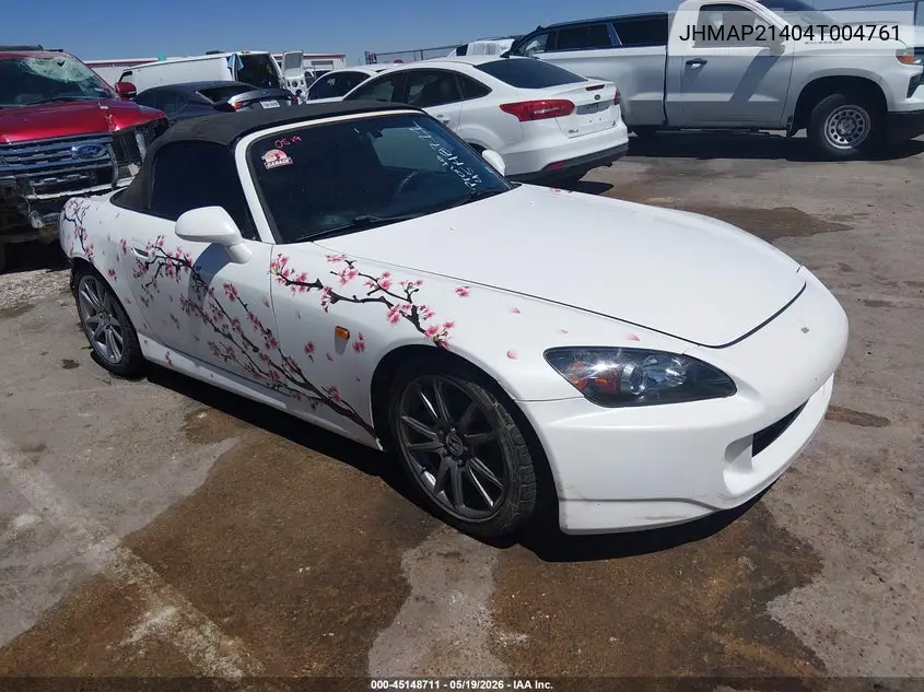 2004 Honda S2000 VIN: JHMAP21404T004761 Lot: 45148711