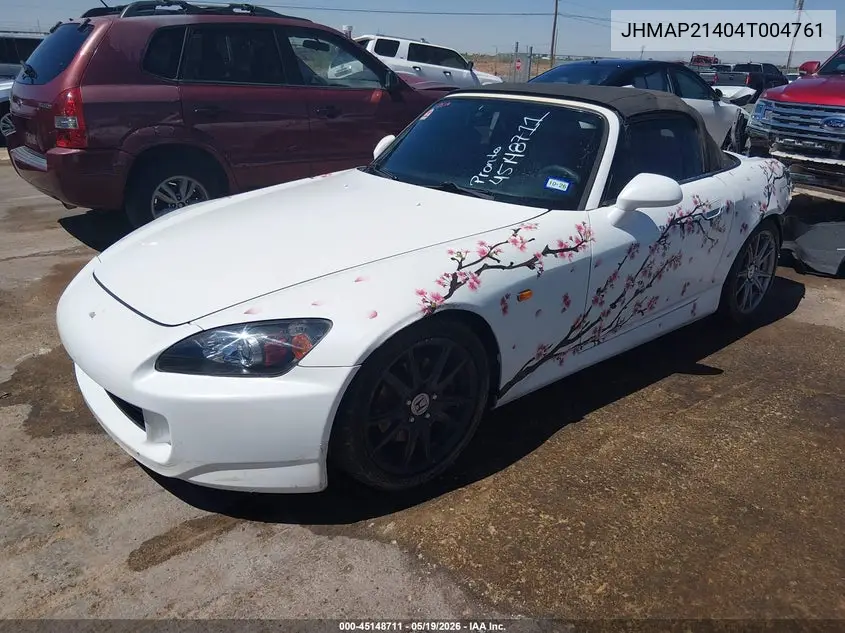 2004 Honda S2000 VIN: JHMAP21404T004761 Lot: 45148711