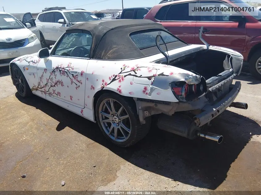 2004 Honda S2000 VIN: JHMAP21404T004761 Lot: 45148711