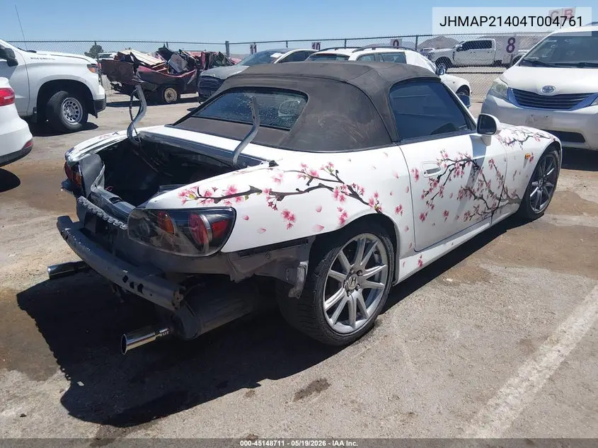 2004 Honda S2000 VIN: JHMAP21404T004761 Lot: 45148711