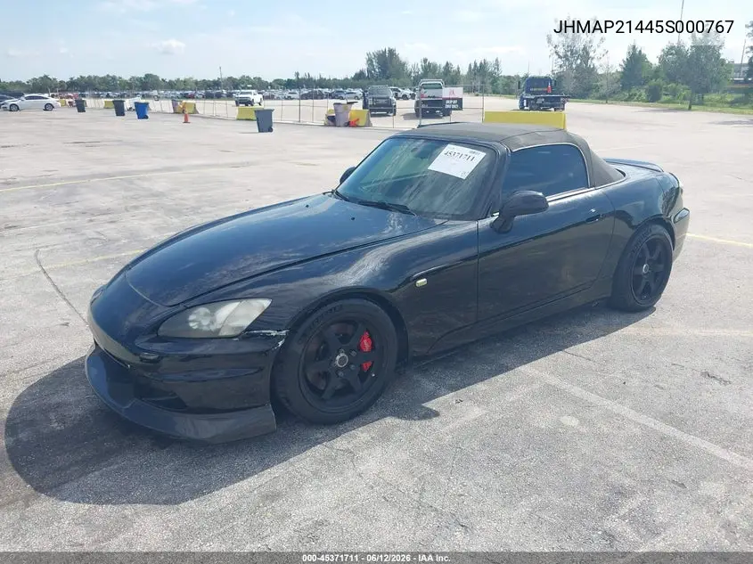 2005 Honda S2000 VIN: JHMAP21445S000767 Lot: 45371711
