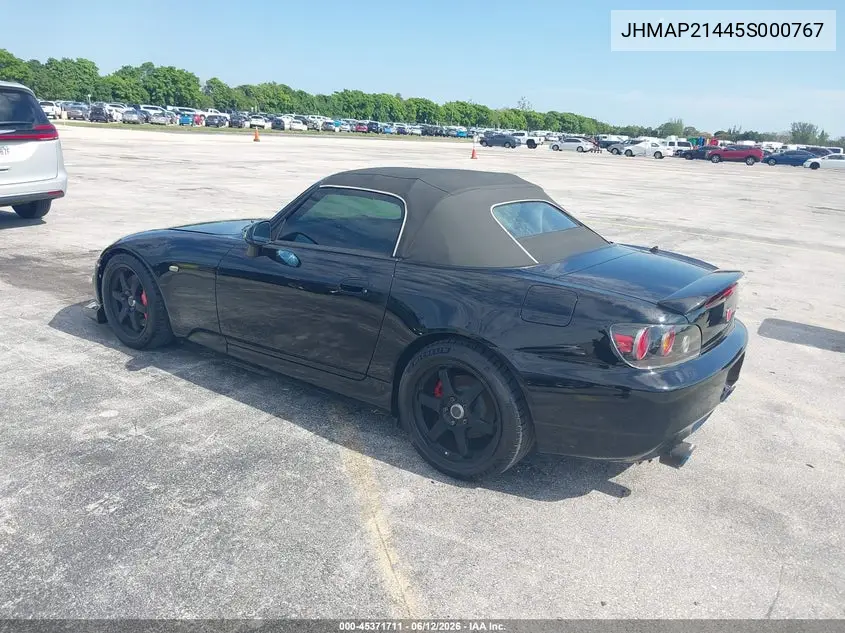 2005 Honda S2000 VIN: JHMAP21445S000767 Lot: 45371711