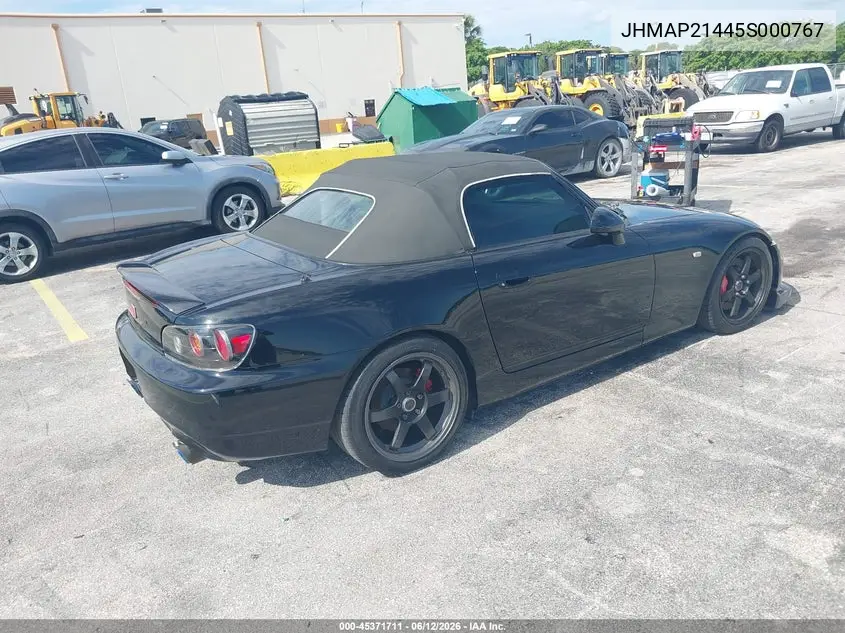 2005 Honda S2000 VIN: JHMAP21445S000767 Lot: 45371711