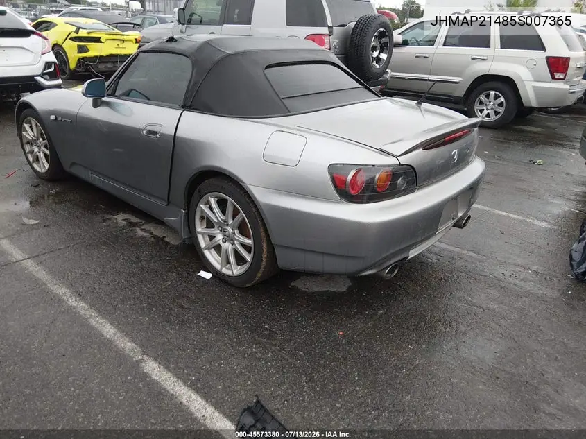 2005 Honda S2000 VIN: JHMAP21485S007365 Lot: 45573380