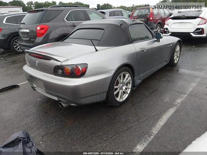 2005 Honda S2000 VIN: JHMAP21485S007365 Lot: 45573380