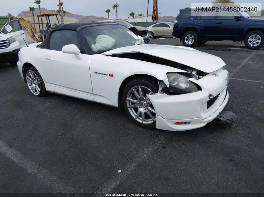 2005 Honda S2000 VIN: JHMAP21445S002440 Lot: 45656358