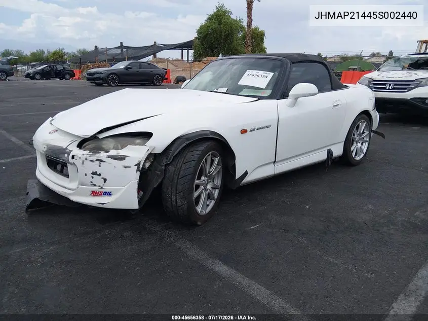 2005 Honda S2000 VIN: JHMAP21445S002440 Lot: 45656358