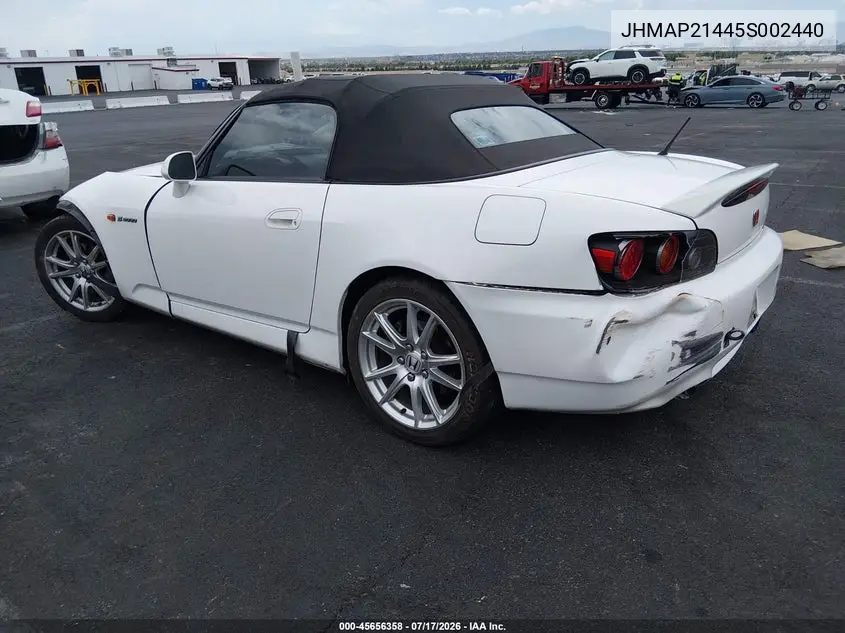 2005 Honda S2000 VIN: JHMAP21445S002440 Lot: 45656358