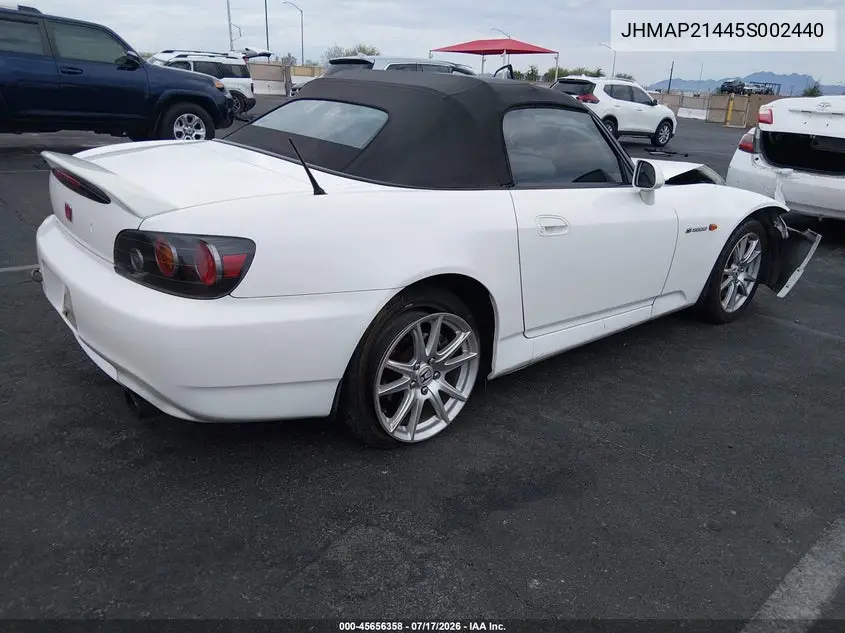 2005 Honda S2000 VIN: JHMAP21445S002440 Lot: 45656358