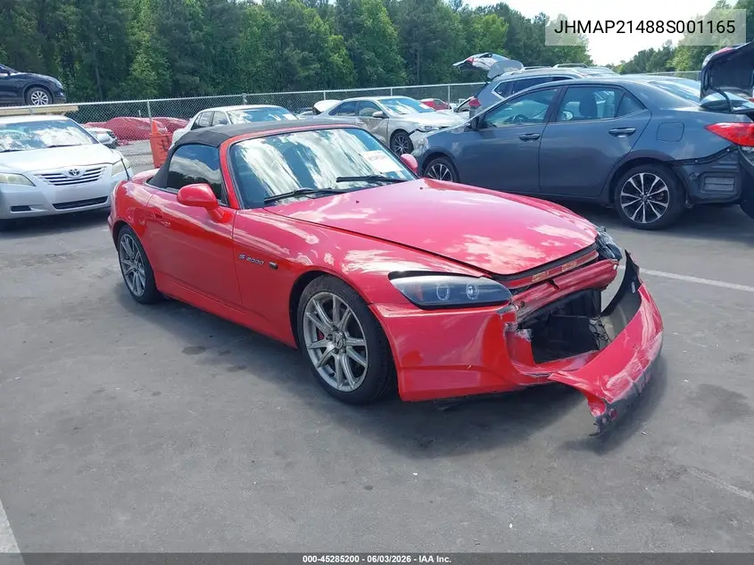 2008 Honda S2000 VIN: JHMAP21488S001165 Lot: 45285200