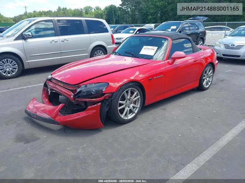2008 Honda S2000 VIN: JHMAP21488S001165 Lot: 45285200