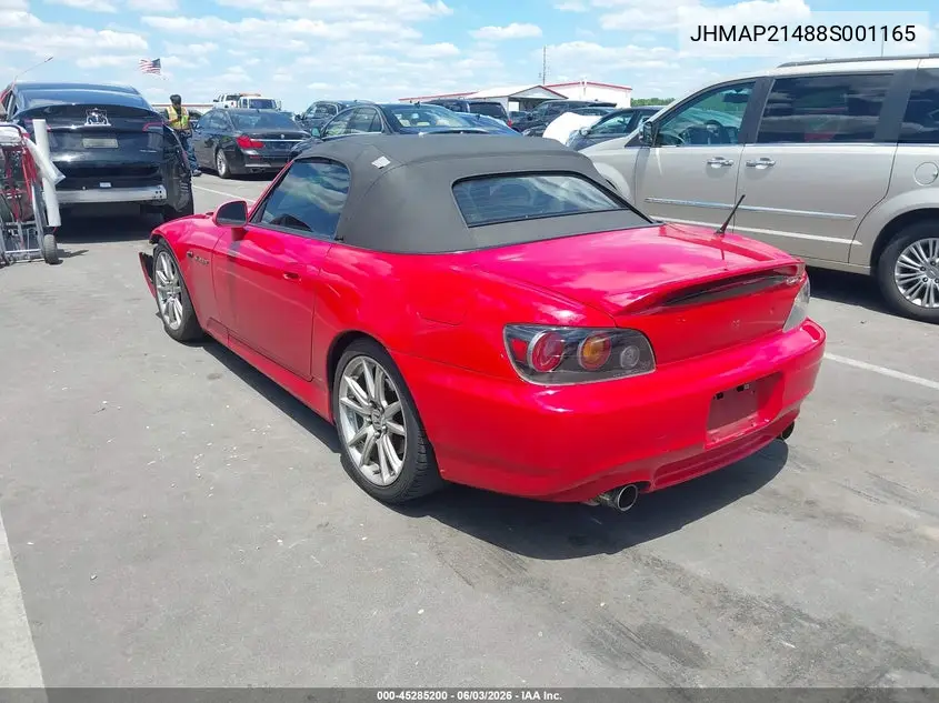 2008 Honda S2000 VIN: JHMAP21488S001165 Lot: 45285200