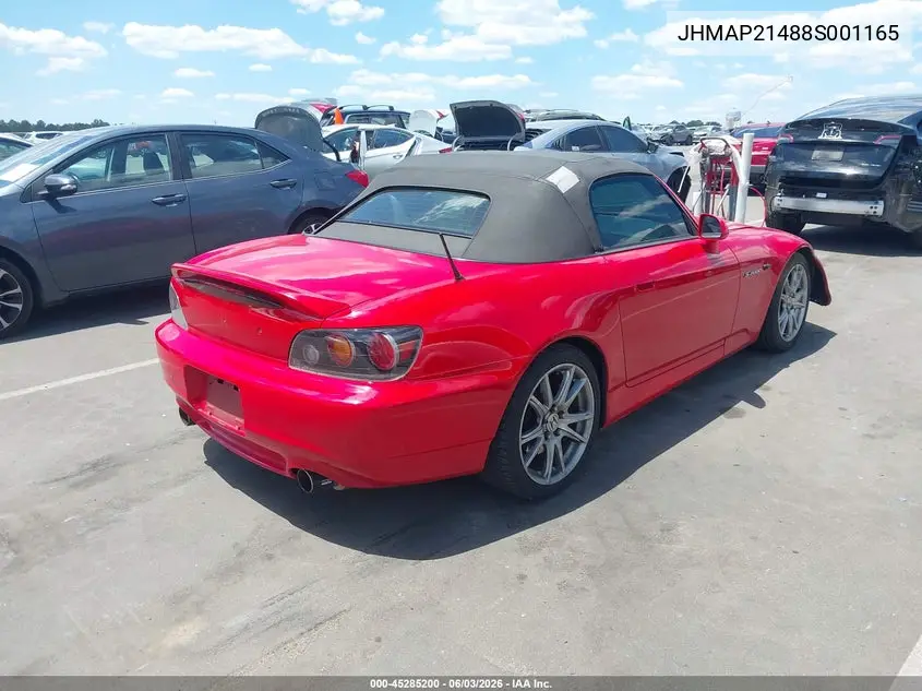 2008 Honda S2000 VIN: JHMAP21488S001165 Lot: 45285200