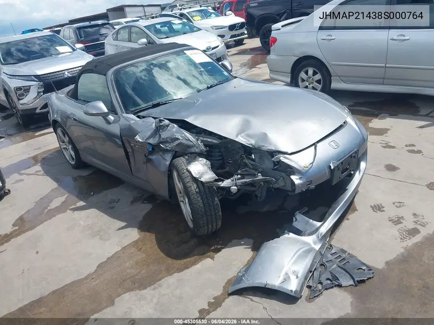 2008 Honda S2000 VIN: JHMAP21438S000764 Lot: 45305530
