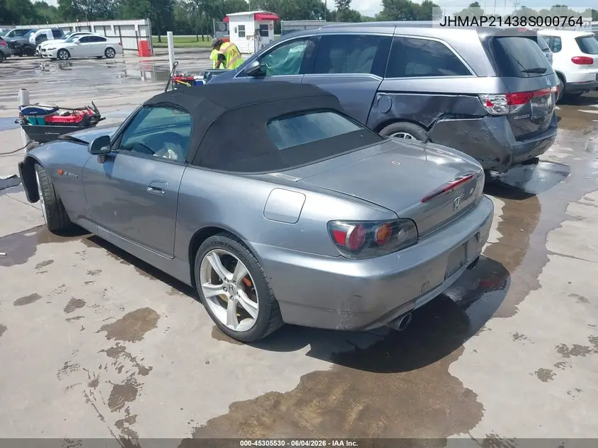 2008 Honda S2000 VIN: JHMAP21438S000764 Lot: 45305530