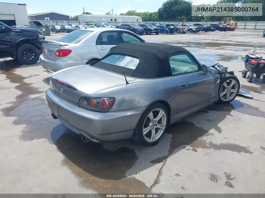 2008 Honda S2000 VIN: JHMAP21438S000764 Lot: 45305530