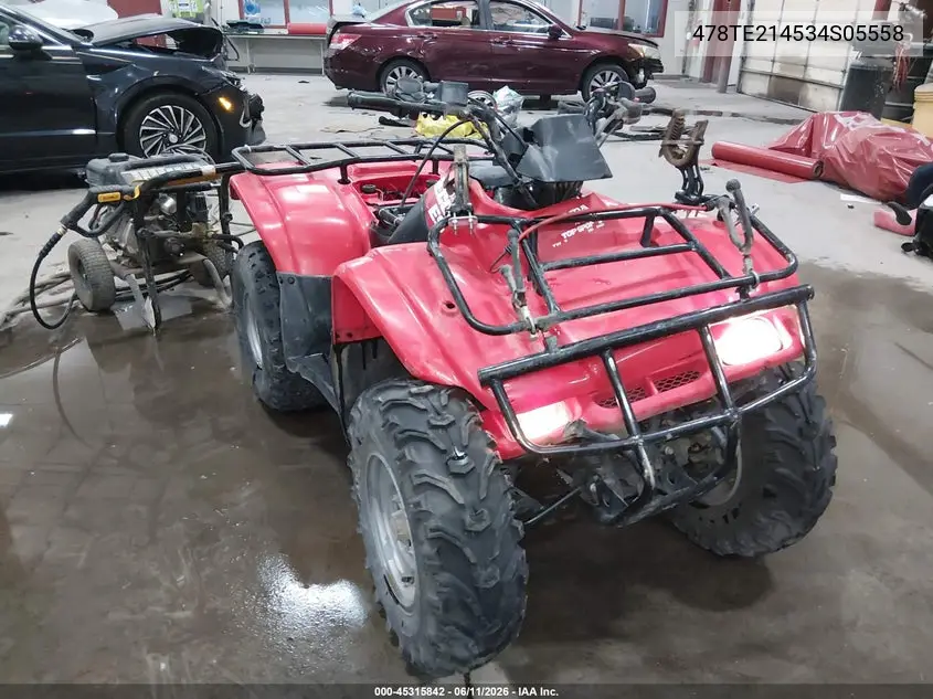 2003 Honda Trx250 Te VIN: 478TE214534S05558 Lot: 45315842