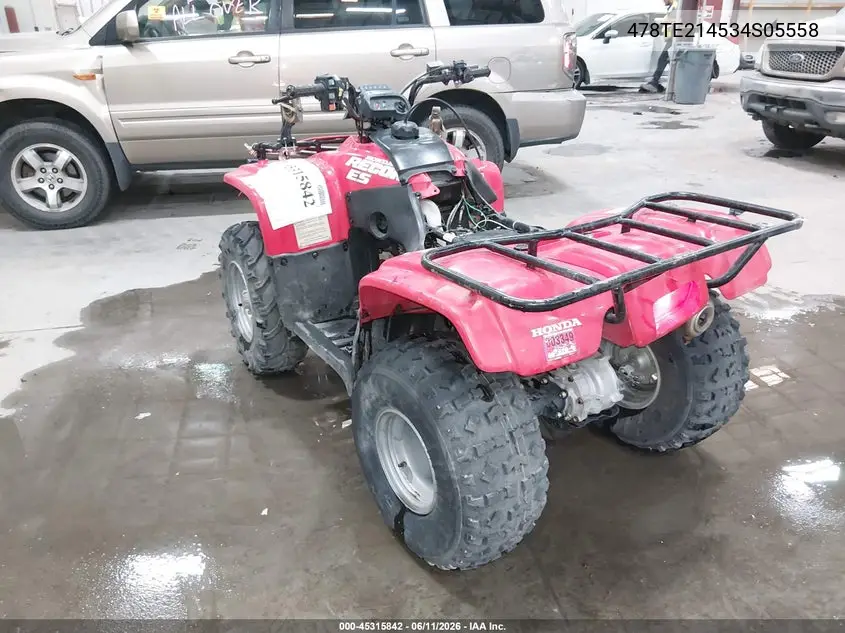 2003 Honda Trx250 Te VIN: 478TE214534S05558 Lot: 45315842