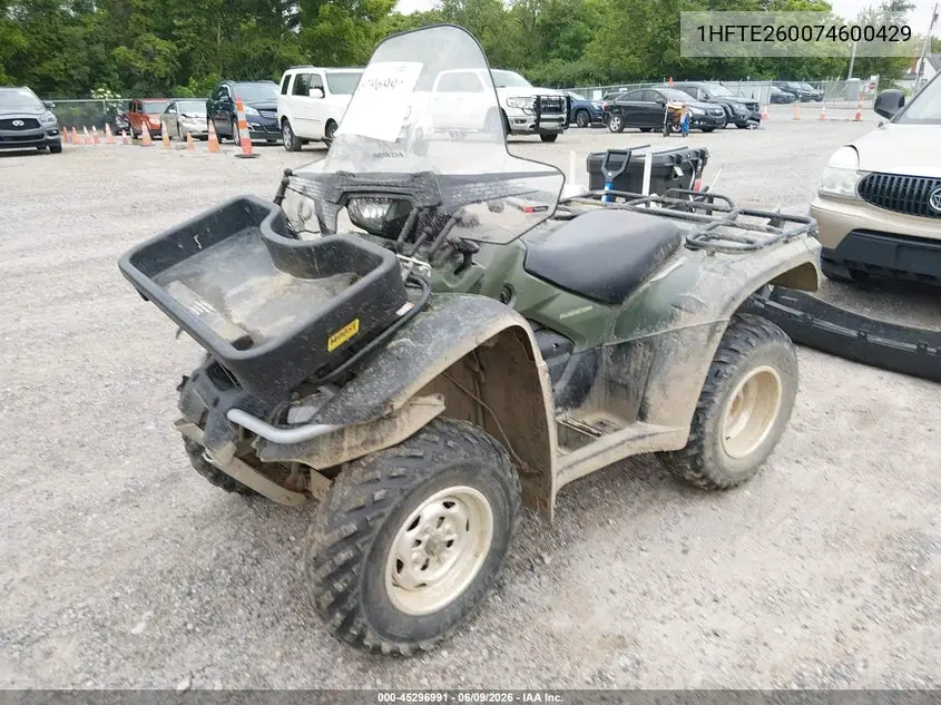 2007 Honda Trx500 Fa VIN: 1HFTE260074600429 Lot: 45296991