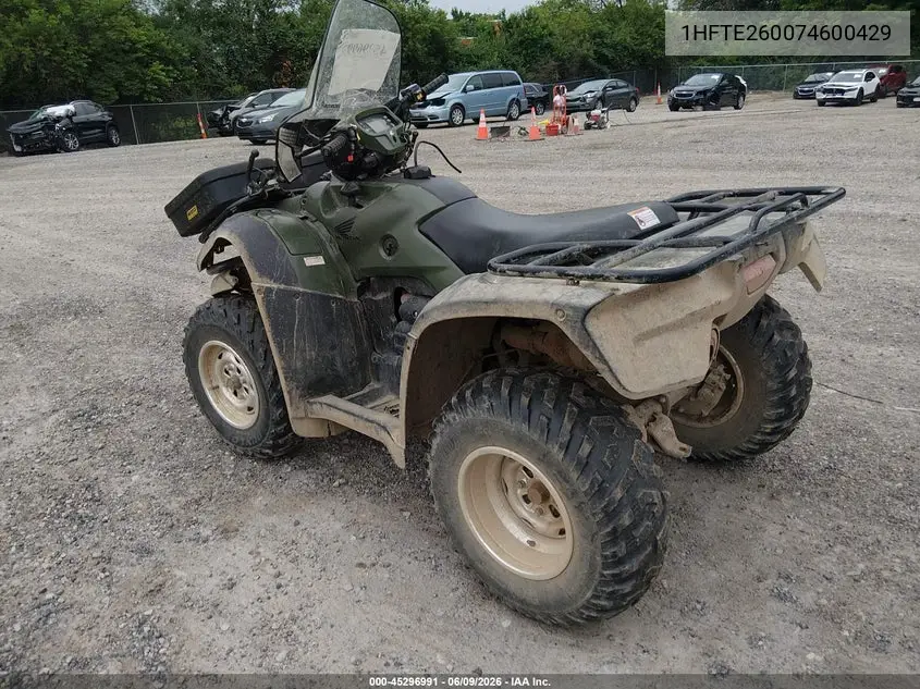 2007 Honda Trx500 Fa VIN: 1HFTE260074600429 Lot: 45296991