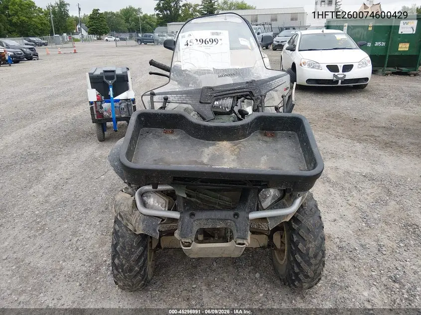 2007 Honda Trx500 Fa VIN: 1HFTE260074600429 Lot: 45296991
