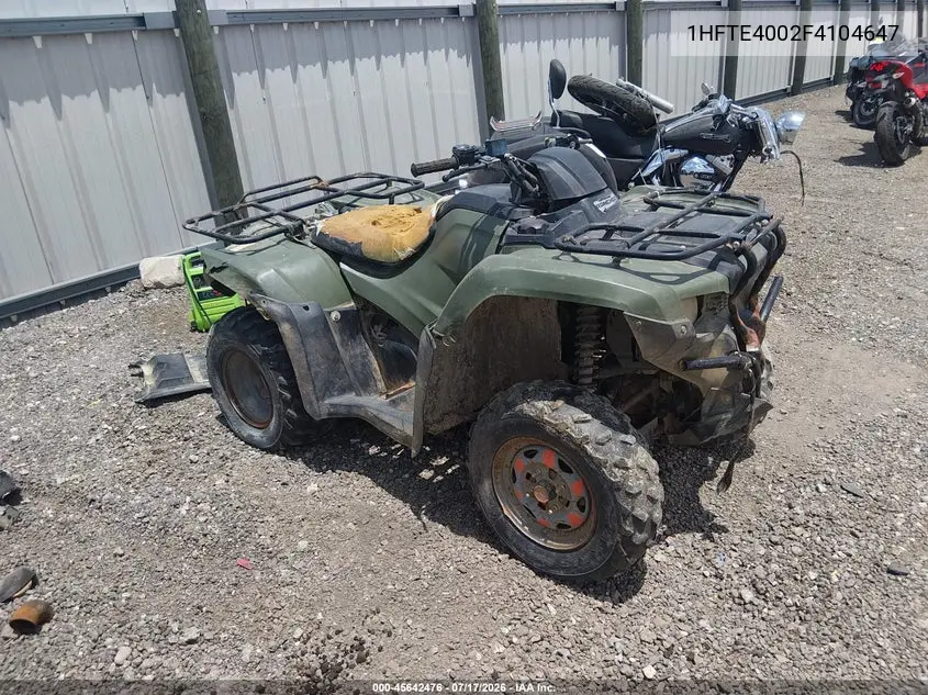 2015 Honda Trx420 Fm VIN: 1HFTE4002F4104647 Lot: 45642476