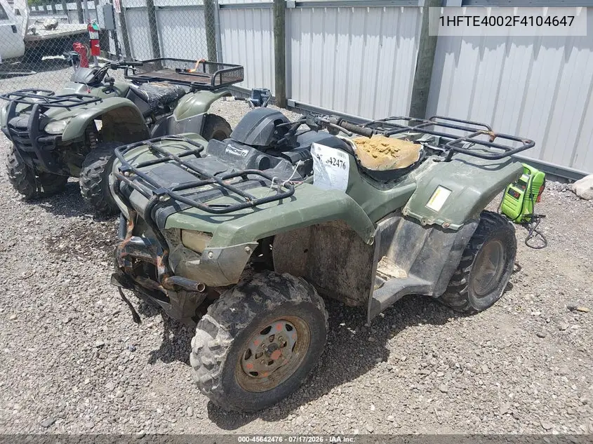 2015 Honda Trx420 Fm VIN: 1HFTE4002F4104647 Lot: 45642476