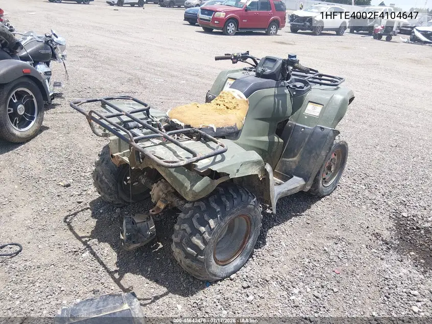 2015 Honda Trx420 Fm VIN: 1HFTE4002F4104647 Lot: 45642476