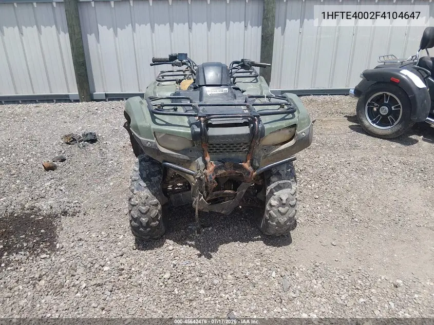 2015 Honda Trx420 Fm VIN: 1HFTE4002F4104647 Lot: 45642476