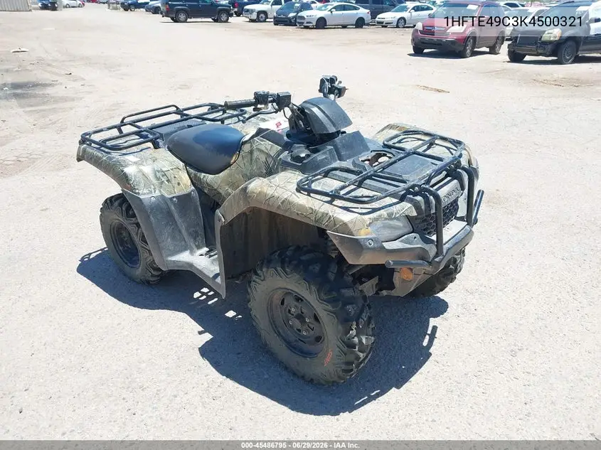 2019 Honda Trx420 Fe VIN: 1HFTE49C3K4500321 Lot: 45486795
