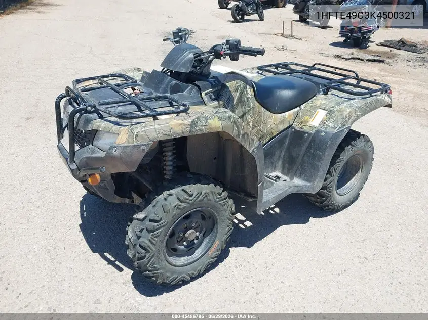 2019 Honda Trx420 Fe VIN: 1HFTE49C3K4500321 Lot: 45486795