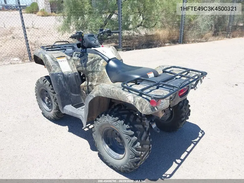 2019 Honda Trx420 Fe VIN: 1HFTE49C3K4500321 Lot: 45486795