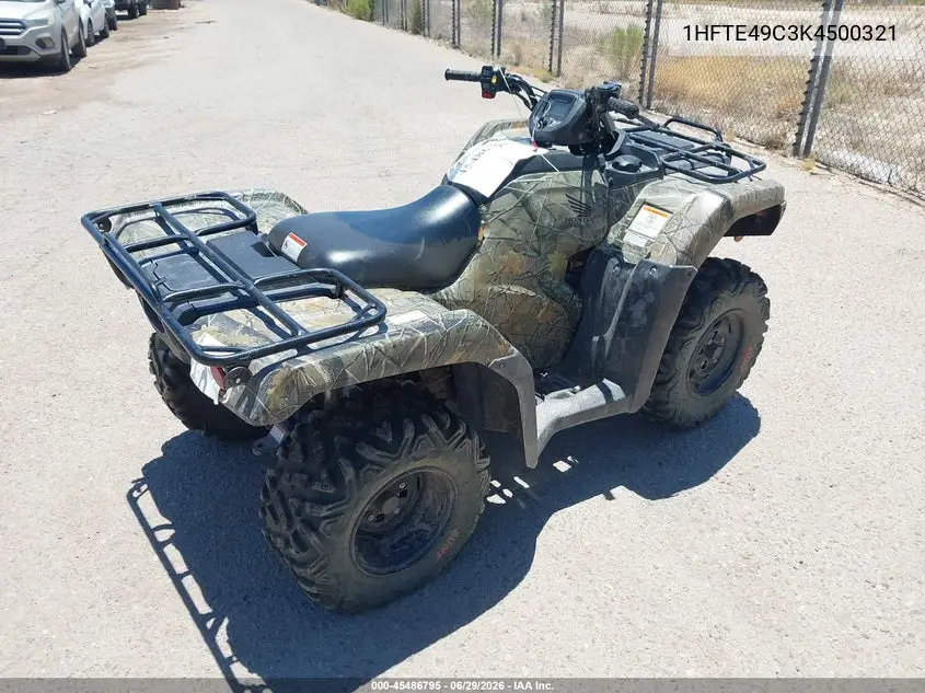 2019 Honda Trx420 Fe VIN: 1HFTE49C3K4500321 Lot: 45486795