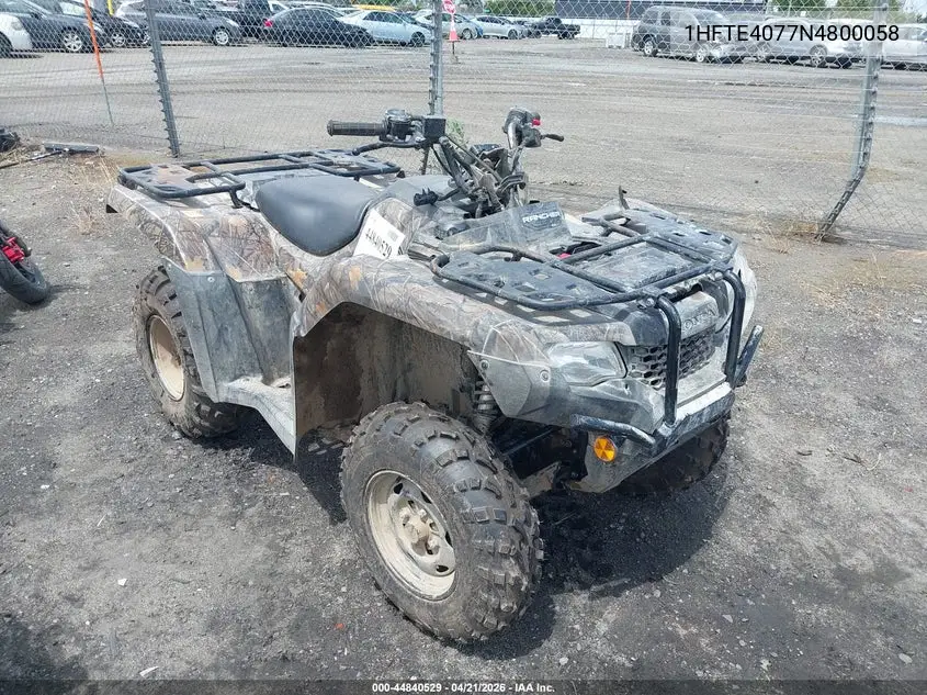 2022 Honda Trx420 Fe VIN: 1HFTE4077N4800058 Lot: 44840529