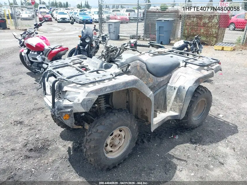 2022 Honda Trx420 Fe VIN: 1HFTE4077N4800058 Lot: 44840529