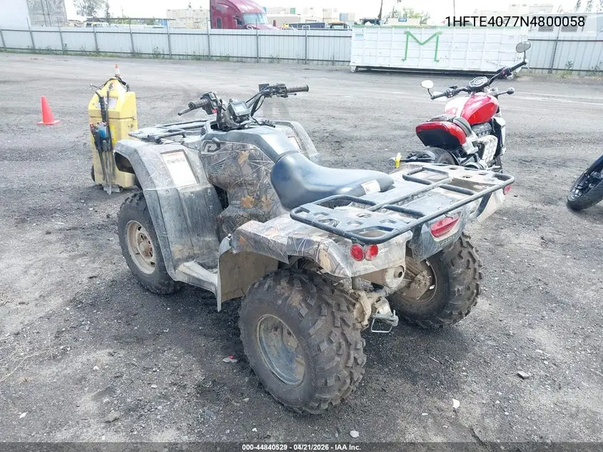 2022 Honda Trx420 Fe VIN: 1HFTE4077N4800058 Lot: 44840529