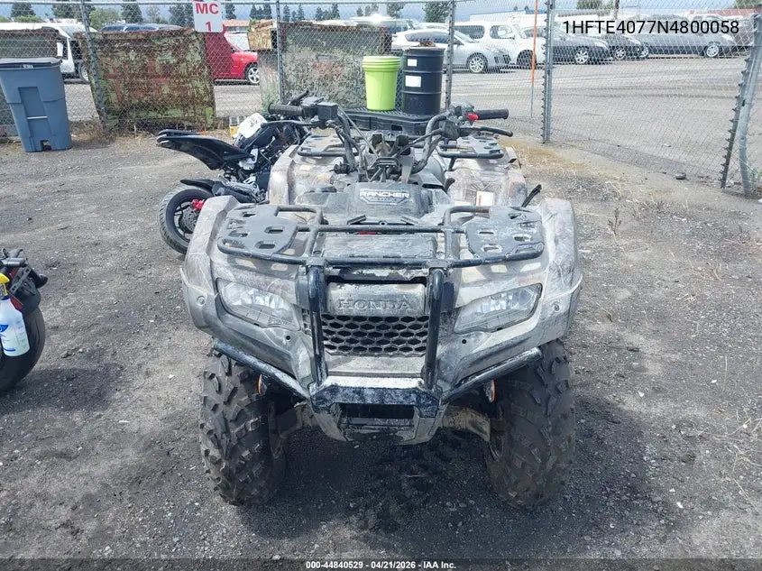 2022 Honda Trx420 Fe VIN: 1HFTE4077N4800058 Lot: 44840529