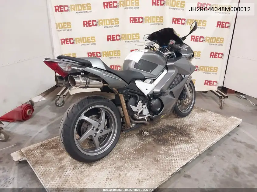 2008 Honda Vfr800 VIN: JH2RC46048M000012 Lot: 45198869