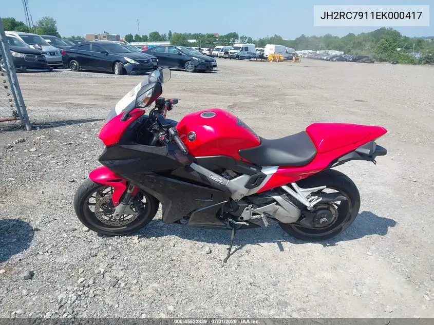 2014 Honda Vfr800 F VIN: JH2RC7911EK000417 Lot: 45522839