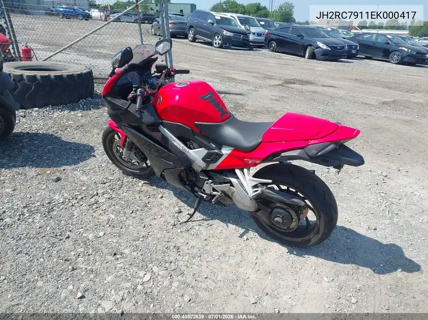 2014 Honda Vfr800 F VIN: JH2RC7911EK000417 Lot: 45522839
