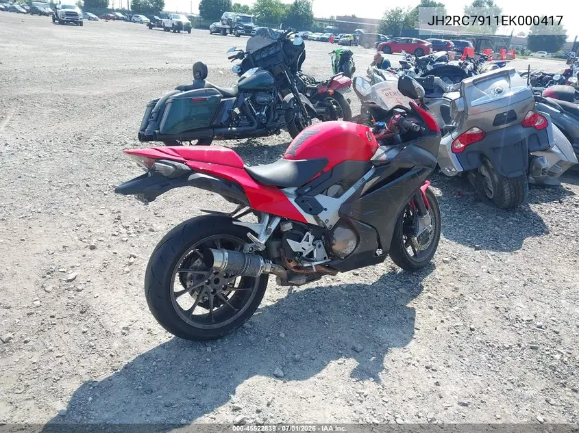 2014 Honda Vfr800 F VIN: JH2RC7911EK000417 Lot: 45522839