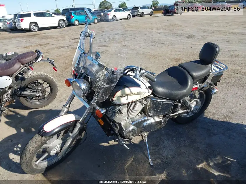 1998 Honda Vt1100 C VIN: 1HFSC1804WA200186 Lot: 45151391