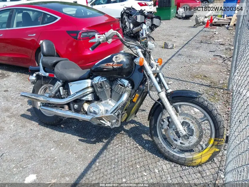 1998 Honda Vt1100 C VIN: 1HFSC1802WA200364 Lot: 45501931