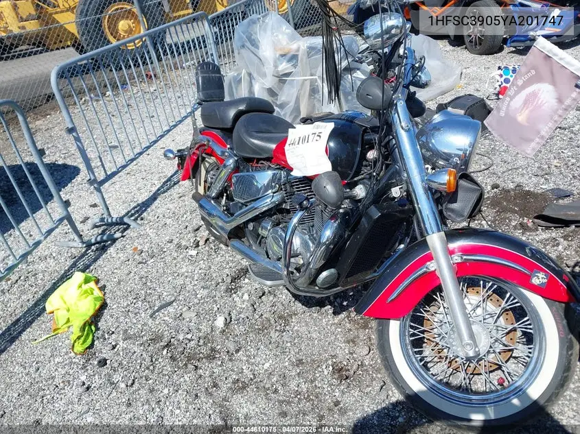 2000 Honda Vt1100 C3 VIN: 1HFSC3905YA201747 Lot: 44610175