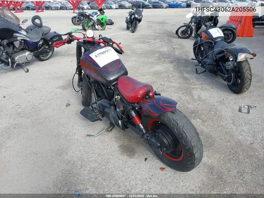 2002 Honda Vt1100 C2 VIN: 1HFSC43062A205506 Lot: 43980957